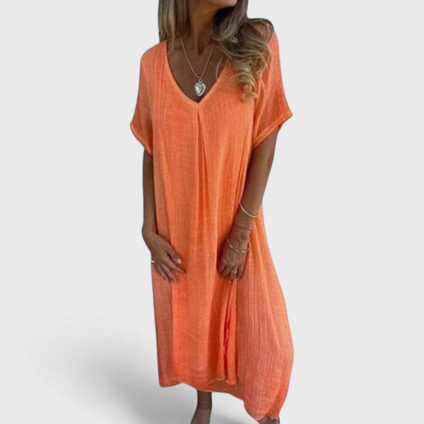 שמלת זיווה עם צווארון וי