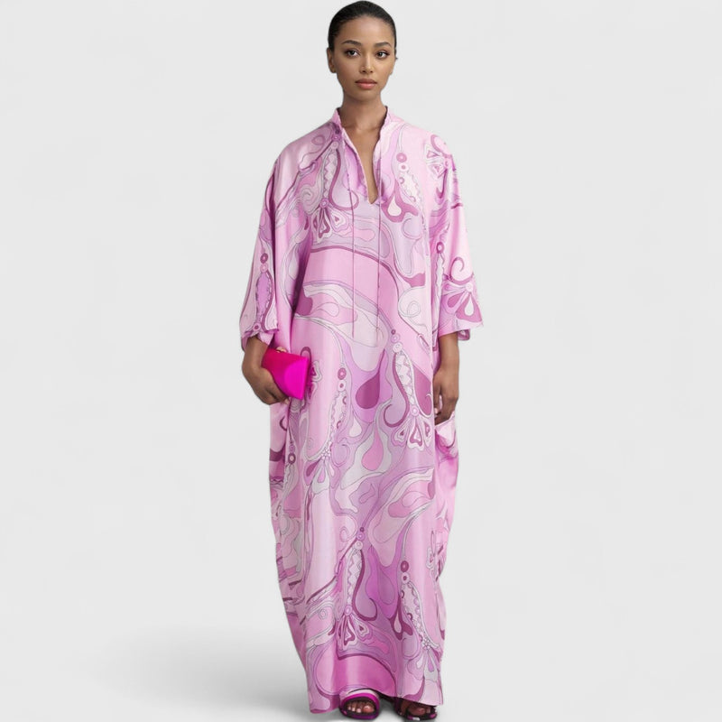 שמלת מקסי עם הדפס ספירלה של מאיה