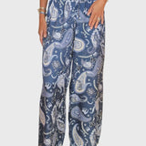 מכנסי ירך רחבים עם הדפס אוקיינוס של יארה