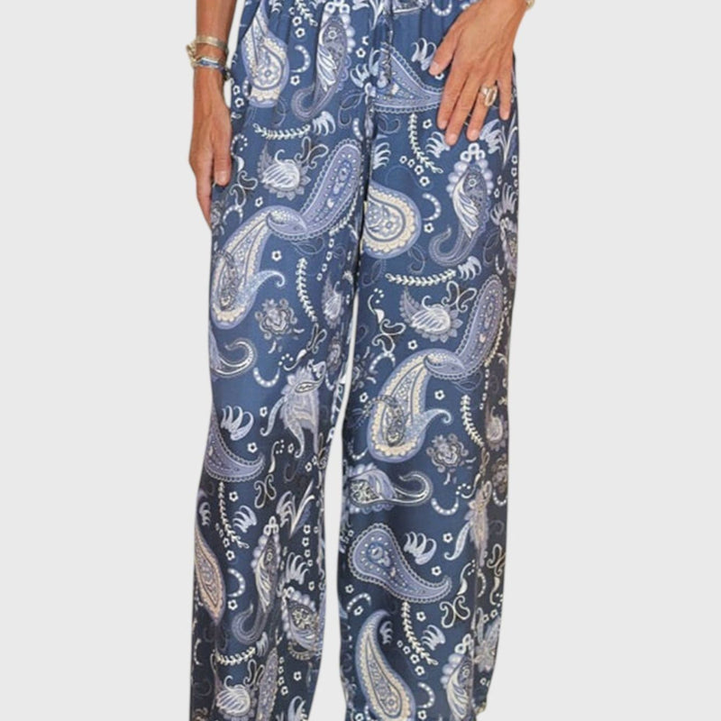 מכנסי ירך רחבים עם הדפס אוקיינוס של יארה