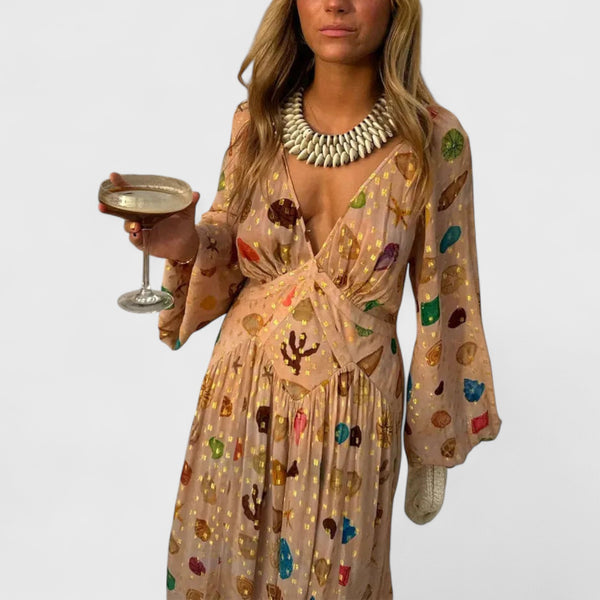 Aliza Chiffon Shell Print Maxi Dress