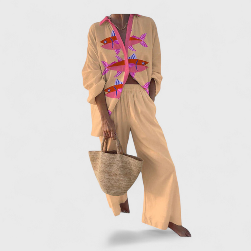 סט פשתן ורוד רבקה 