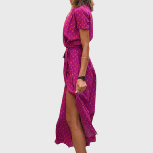 שמלת מידי פרחונית עם עטיפה של רבקה