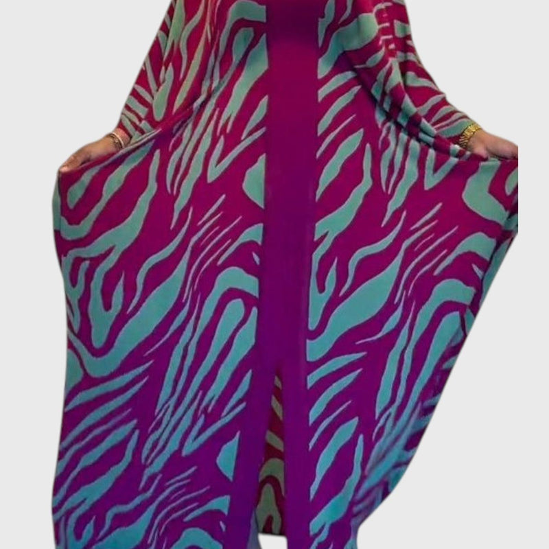 שמלת מקסי עם פסים פראיים