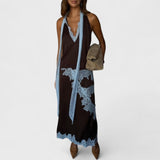 חולצת תחרה חומה-כחולה של אמית