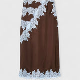 חצאית פאנל תחרה חומה וכחולה של אמית