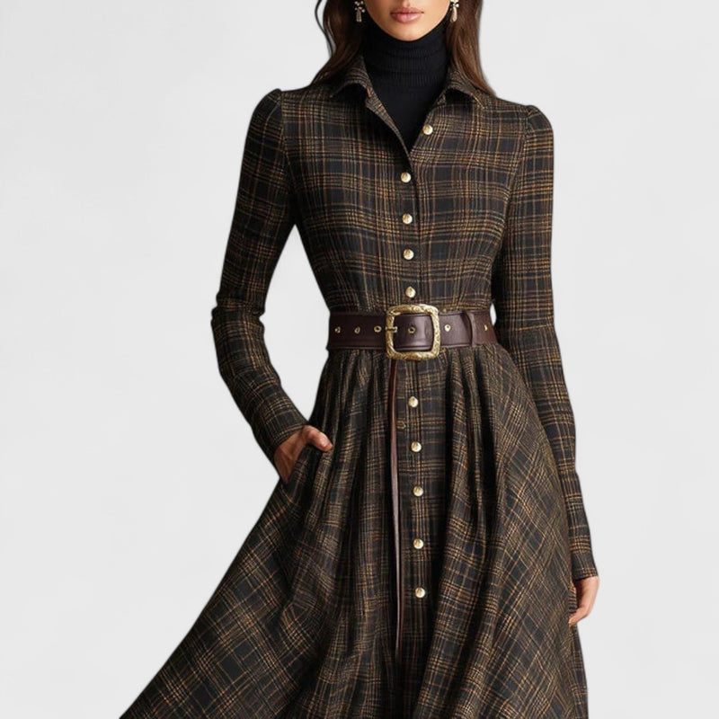 שמלה ארוכה משובצת של טליה