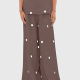 מכנסי גזרה רחבה של Eden עם נקודות פולקה