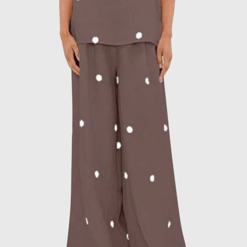 מכנסי גזרה רחבה של Eden עם נקודות פולקה