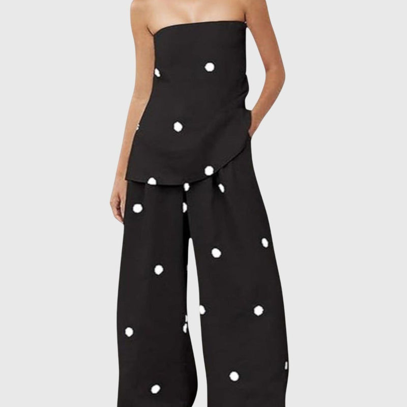 מכנסי גזרה רחבה של Eden עם נקודות פולקה