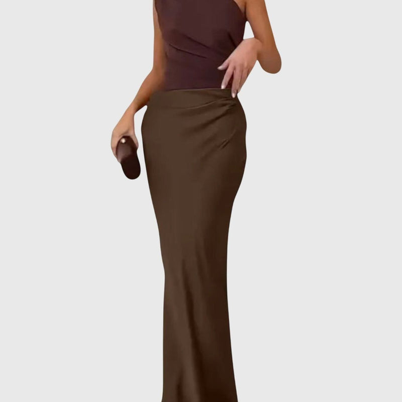 שמלת מקסי עם כתף אחת של גל