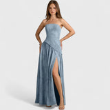 שמלת מקסי ללא כתפיות של רינה