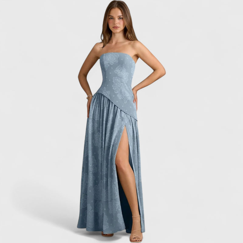 שמלת מקסי ללא כתפיות של רינה