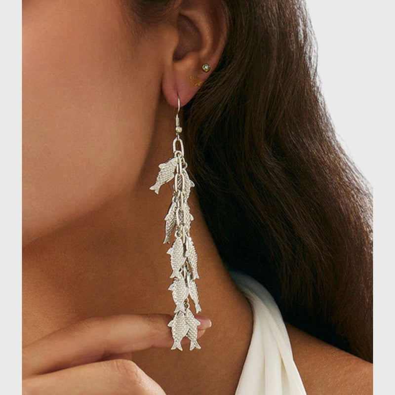 עגילי תליון דג שירה