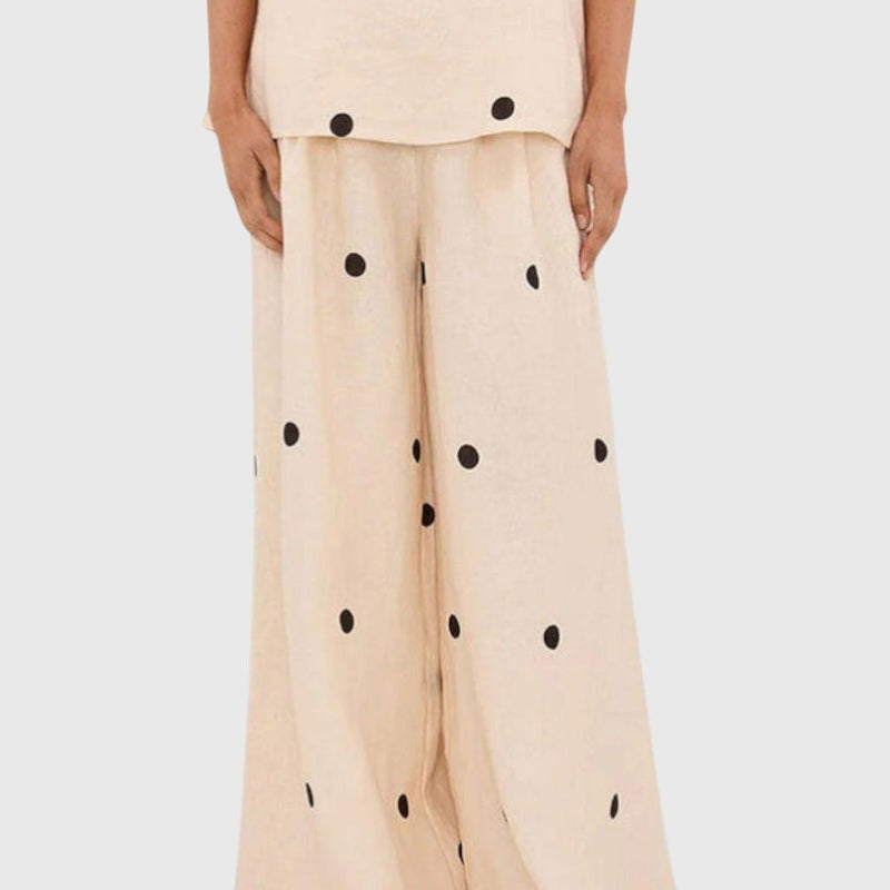מכנסי גזרה רחבה של Eden עם נקודות פולקה