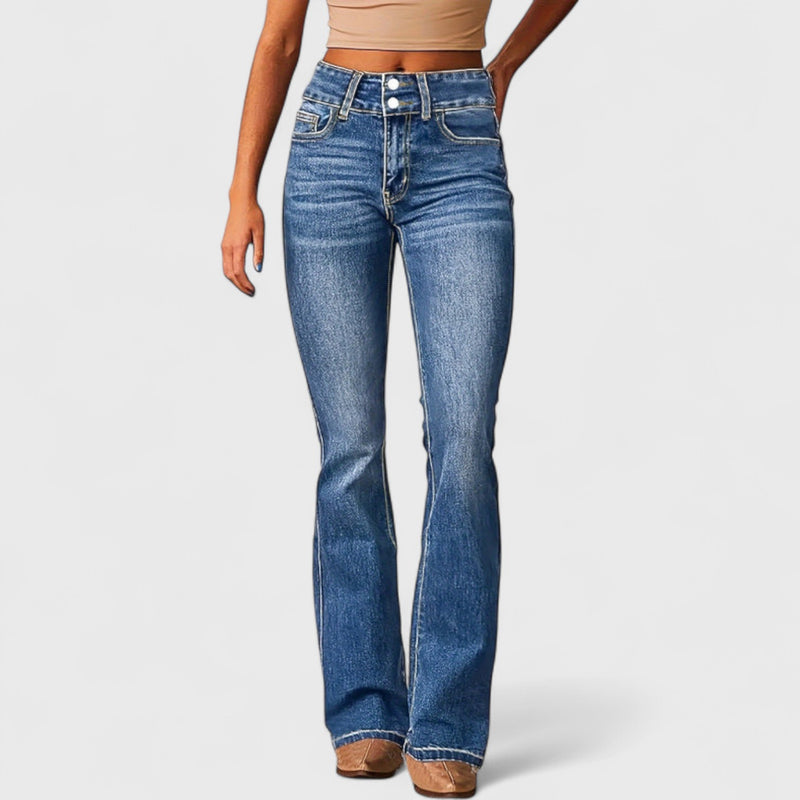 ג'ינס מתרחב בגזרה גבוהה של יעל