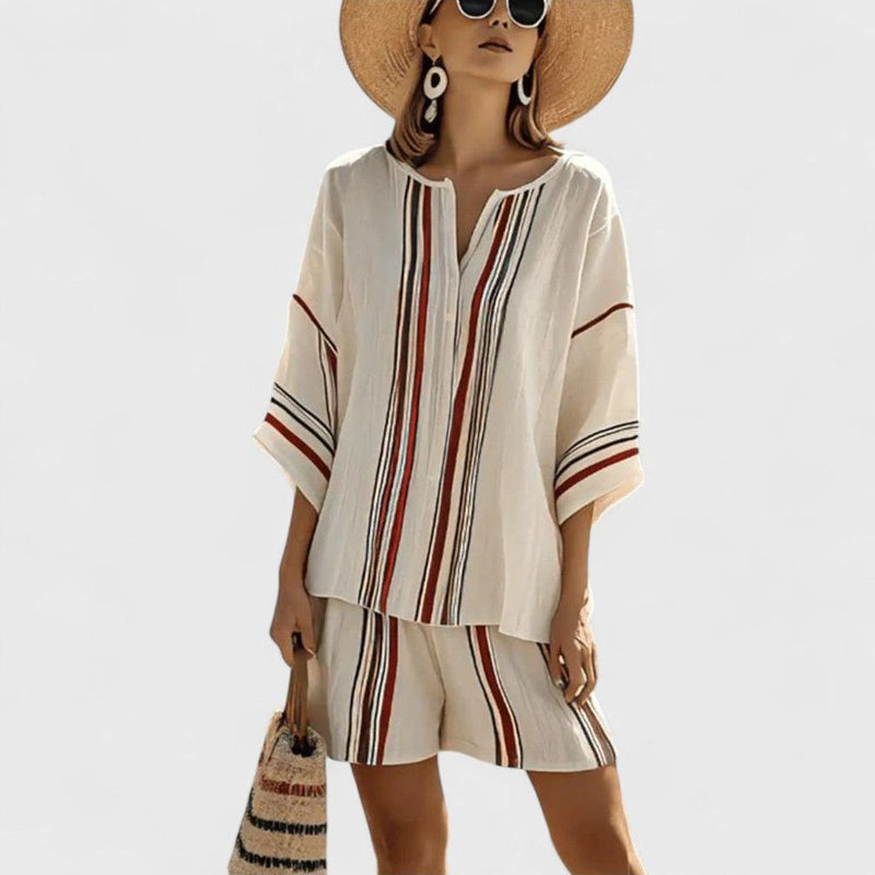 Shani Striped V-Neck Set