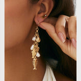 עגילי תליון דג שירה