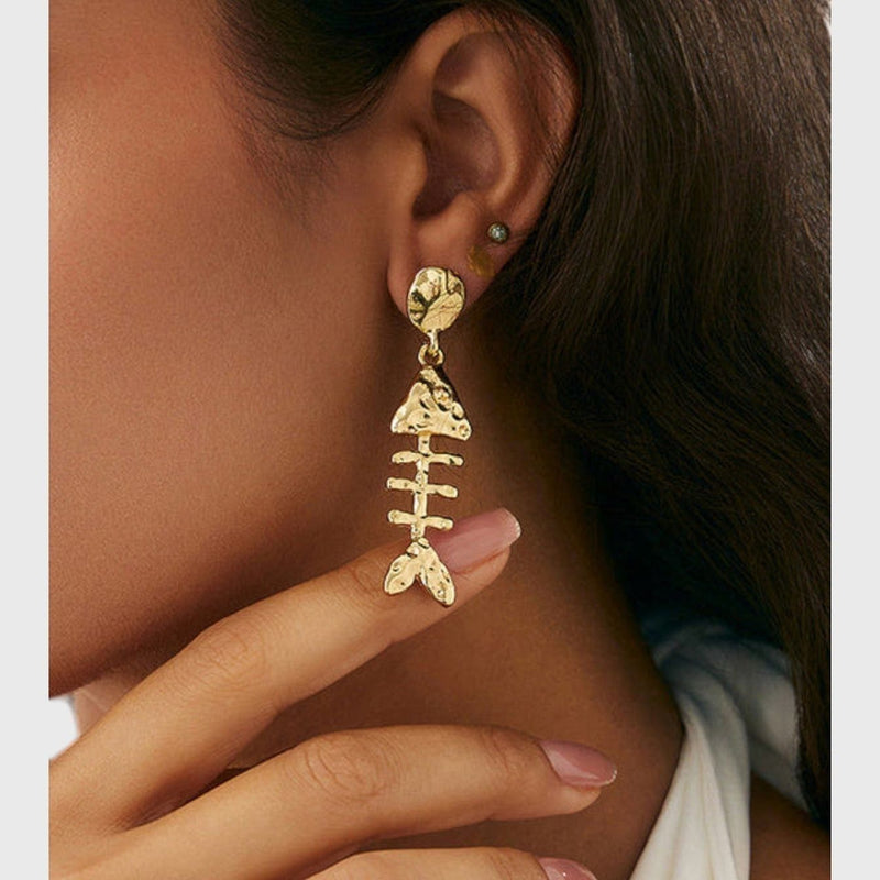 עגילי תליון דג שירה