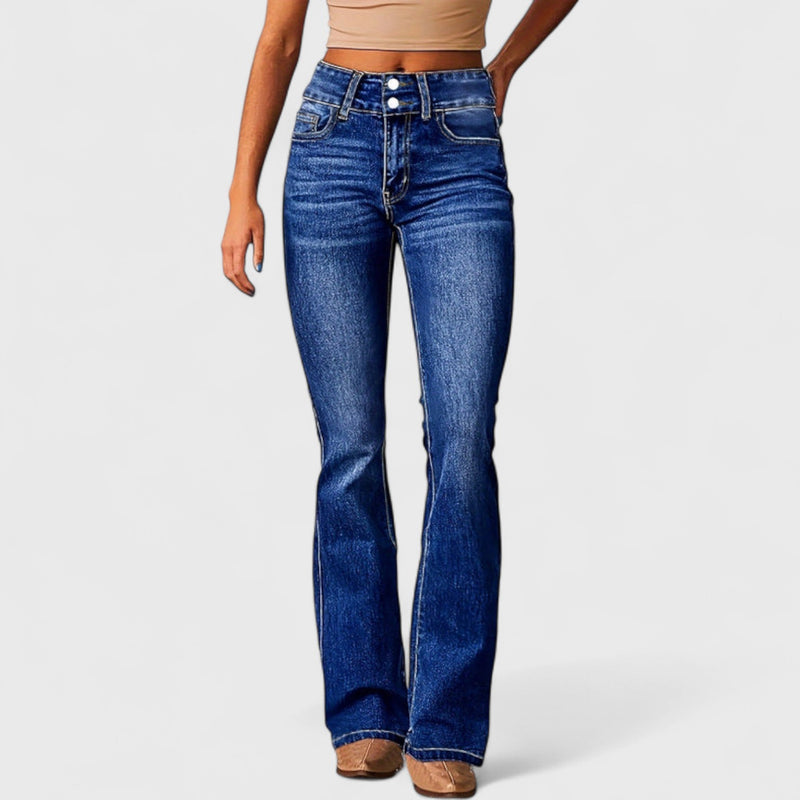 ג'ינס מתרחב בגזרה גבוהה של יעל