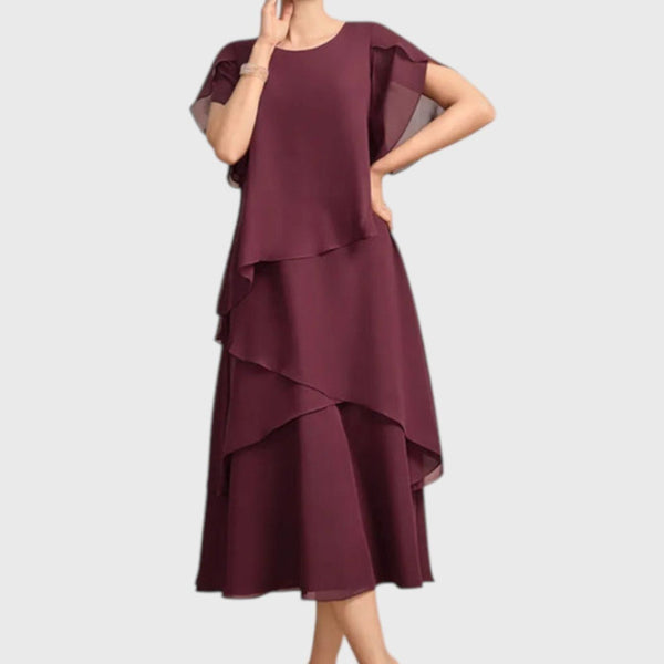 שמלת מידי לאירועים בגזרה שכבתית של תמר