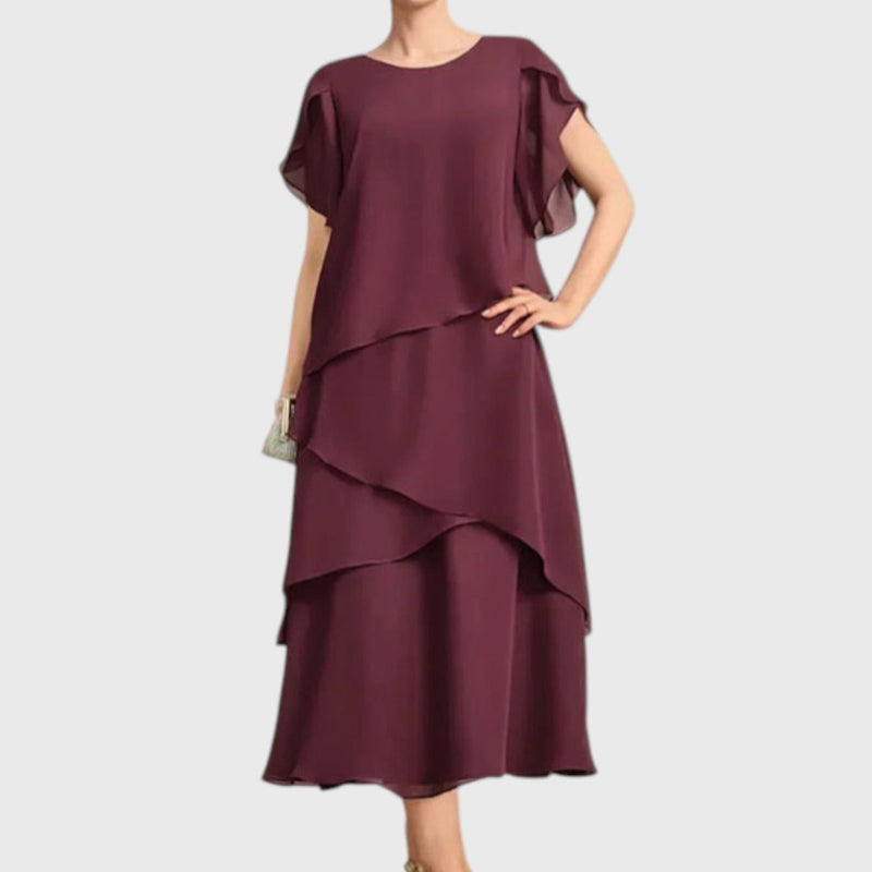 שמלת מידי לאירועים בגזרה שכבתית של תמר