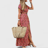 שמלת מקסי פרחונית עם שסע של טליה