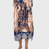 שמלת מידי עם צווארון וי והדפסה רחבה של טליה